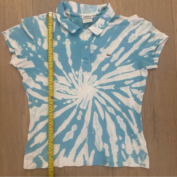 Vintage Lacoste Aqua & White Tie-Dye Polo Shirt - Picture 8 of 8
